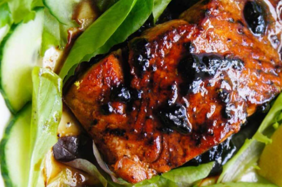 SALMON WITH BLACK GARLIC GLAZE