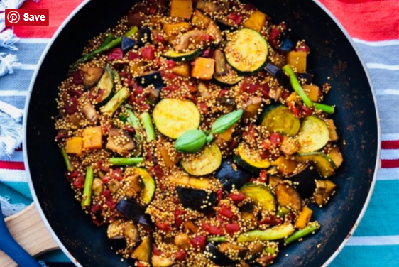 QUINOA RAINBOW STEW WITH BLACK GARLIC