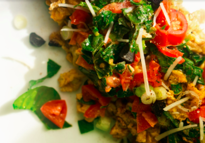 Cheesy Spinach & Black Garlic Omelette