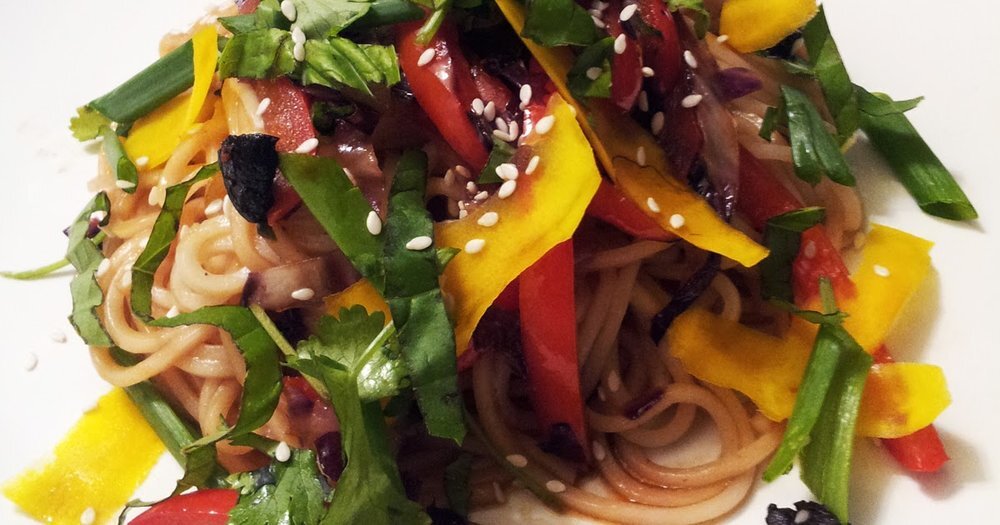 BLACK GARLIC NOODLES W/ GOLDEN BEETS & RADICCHIO