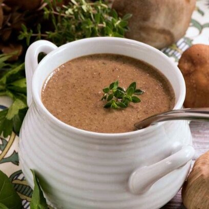 WILD MUSHROOM AND BLACK GARLIC SOUP