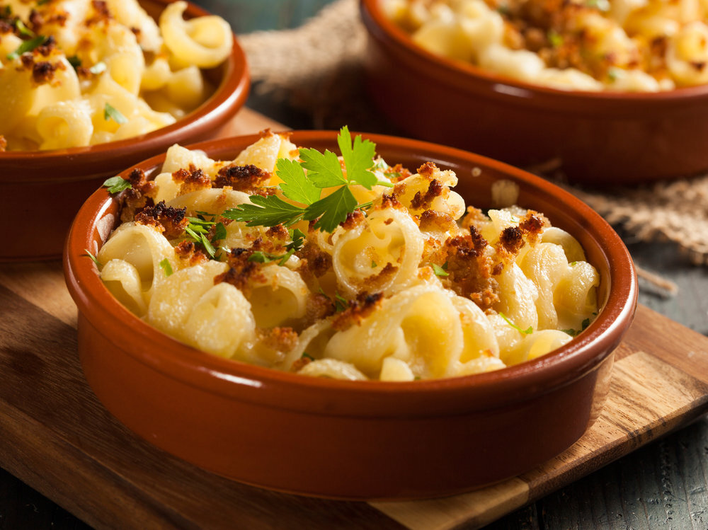 GOOEY BAKED MAC & CHEESE WITH BLACK GARLIC