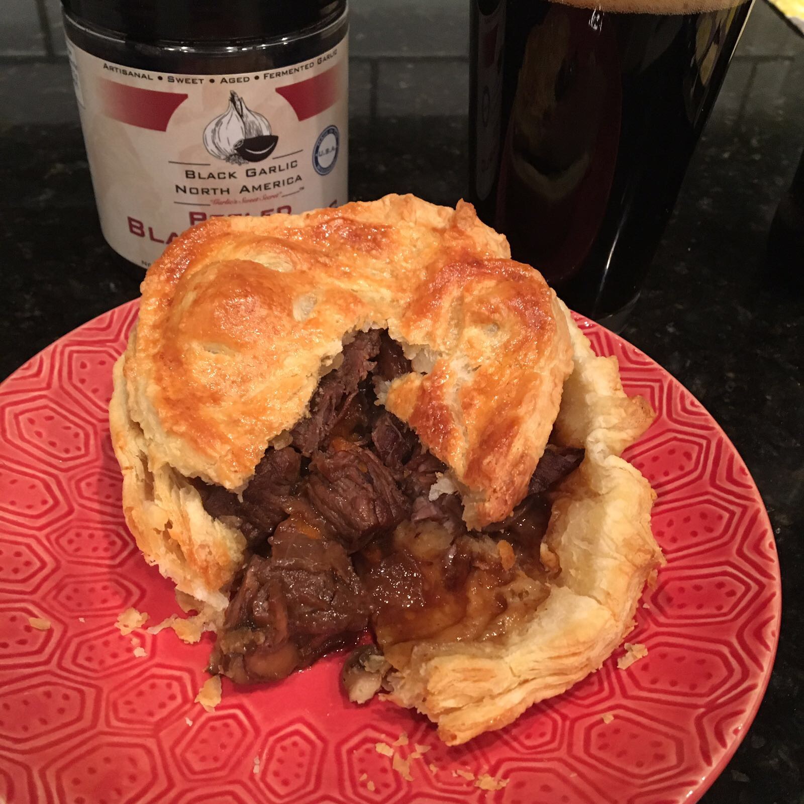 Beef, Ale and Black Garlic Pie