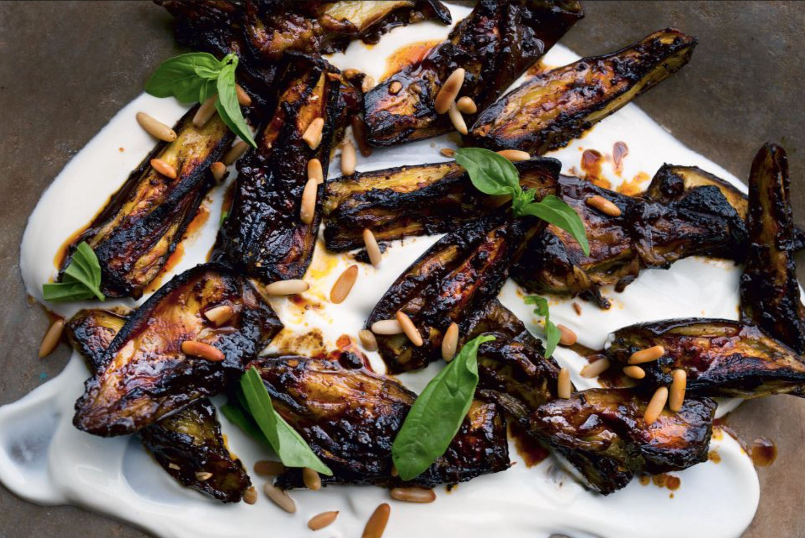 Recipe of the Week: Roasted Eggplant with Black Garlic, Pine Nuts and Basil
