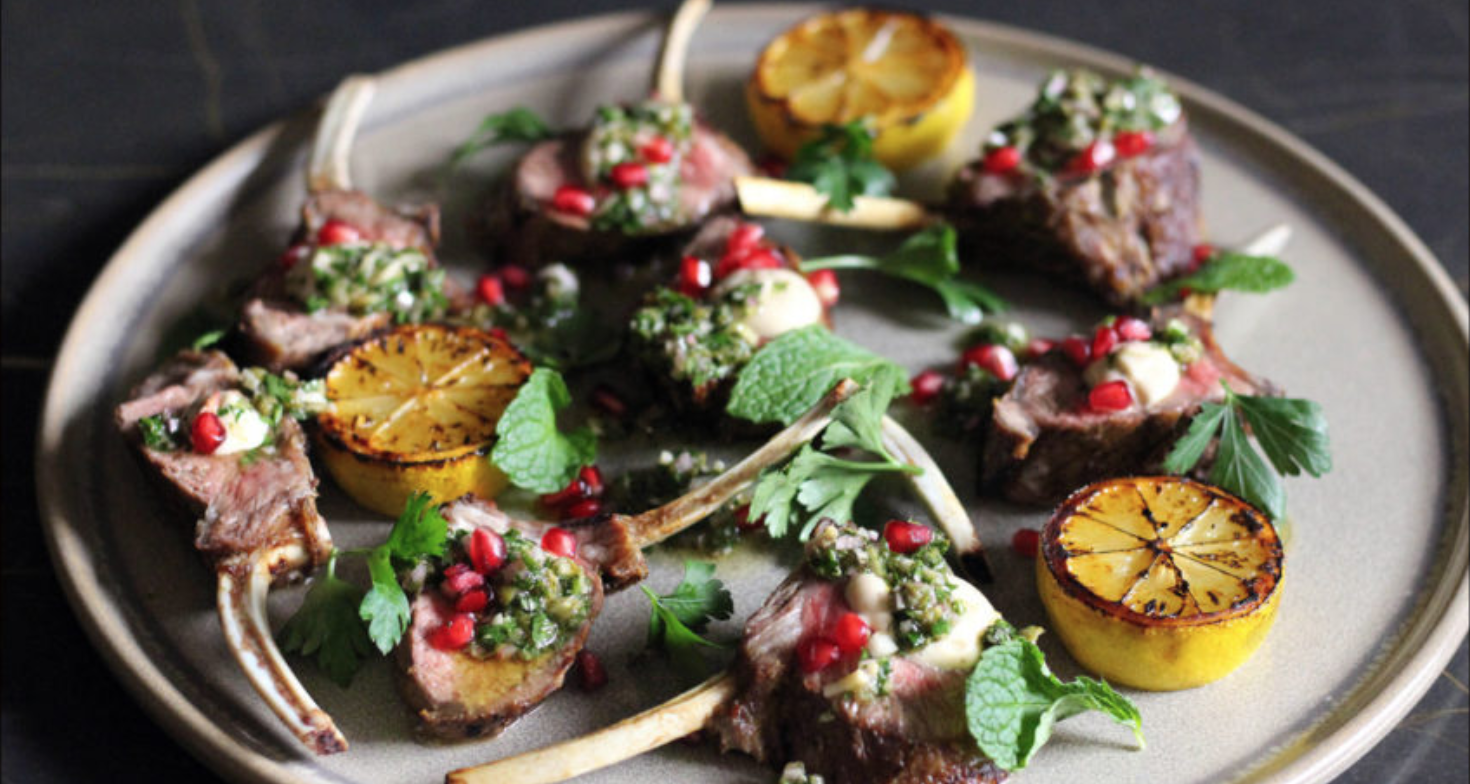 Recipe of the Week: Lamb Rack with Black Garlic and Anchovy Mayo + Parsley-Mint Verde
