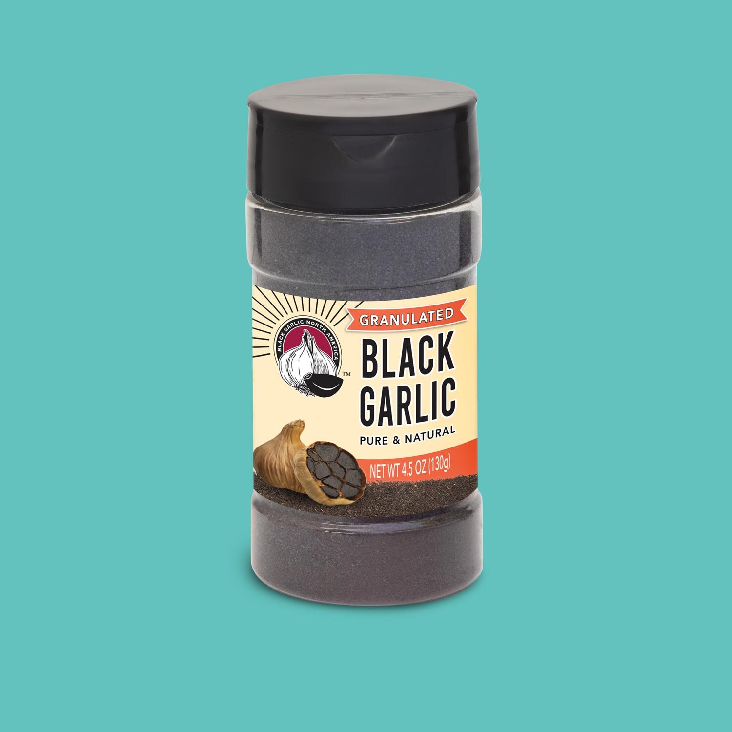Granulated Black Garlic Powder – 4.5 oz Shaker – Conventional